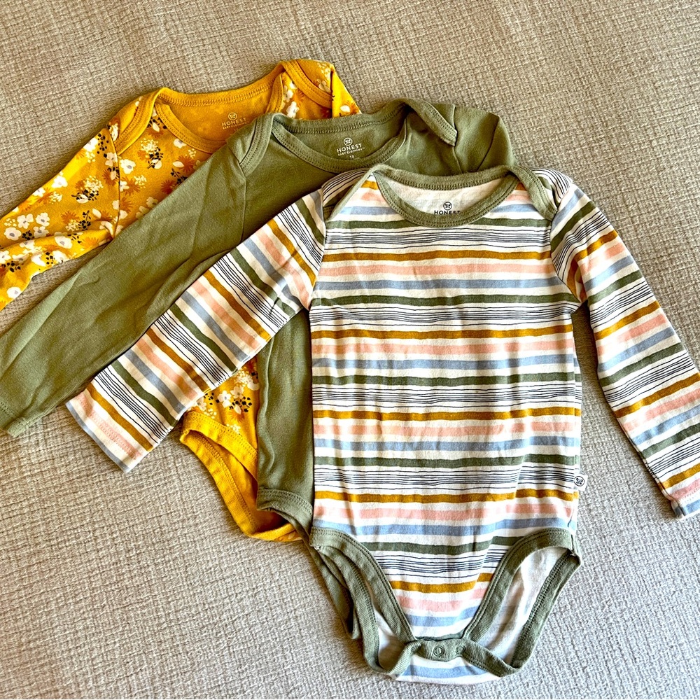 Honest Baby long sleeve onesies.